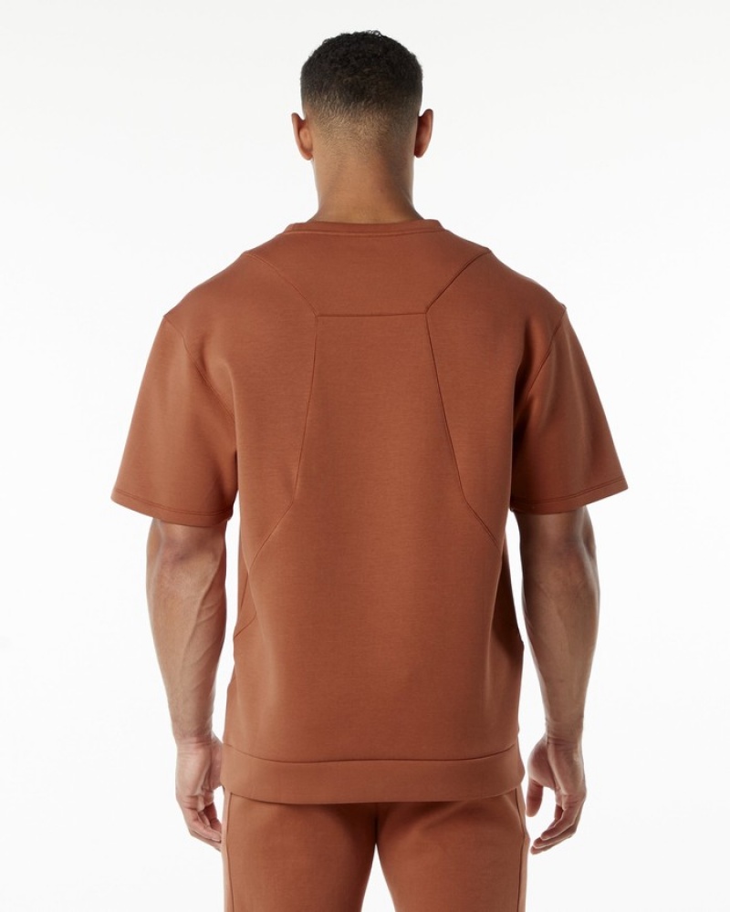 Hanorace Barbati Alphalete ELMTS Half Sleeve Pullover Rosii Inchis | 805913-MJW