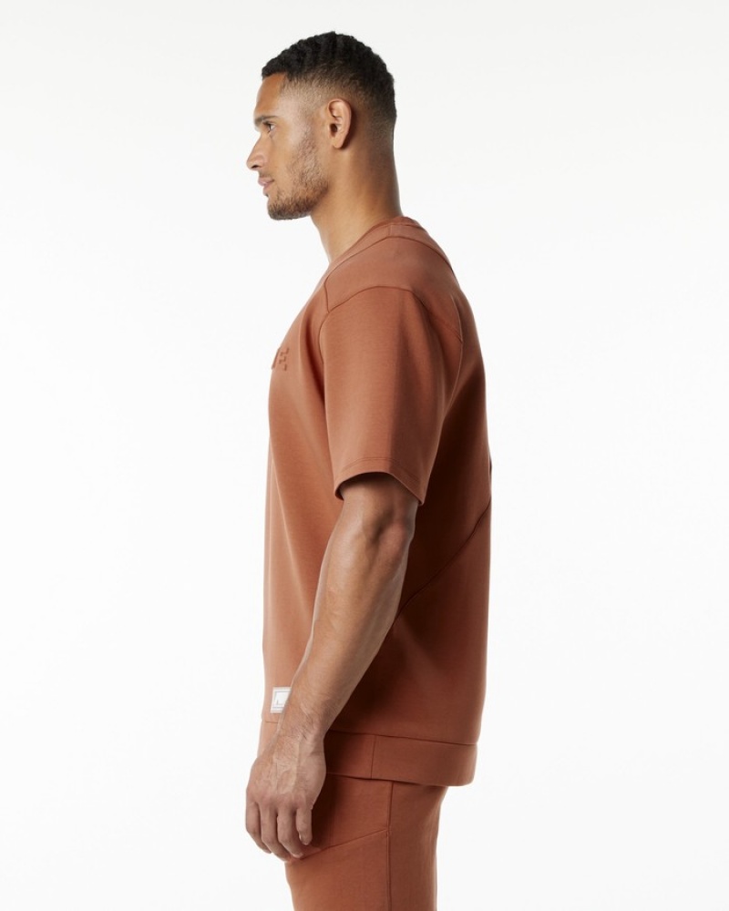 Hanorace Barbati Alphalete ELMTS Half Sleeve Pullover Rosii Inchis | 805913-MJW
