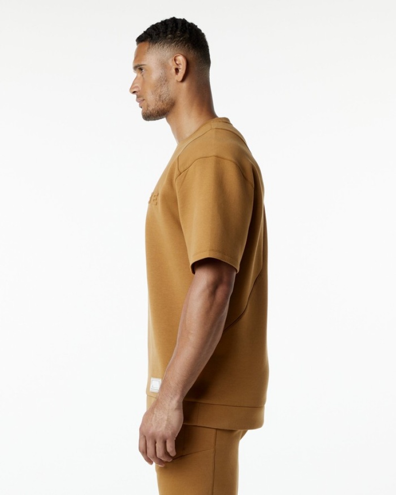 Hanorace Barbati Alphalete ELMTS Half Sleeve Pullover Kaki | 810754-QCW