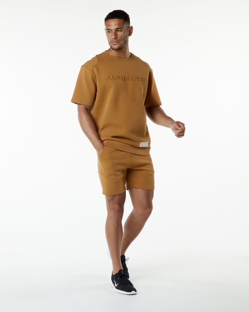 Hanorace Barbati Alphalete ELMTS Half Sleeve Pullover Kaki | 810754-QCW