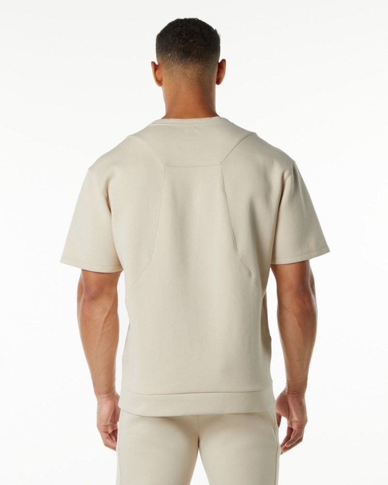 Hanorace Barbati Alphalete ELMTS Half Sleeve Pullover Galbeni Deschis | 780952-XCY