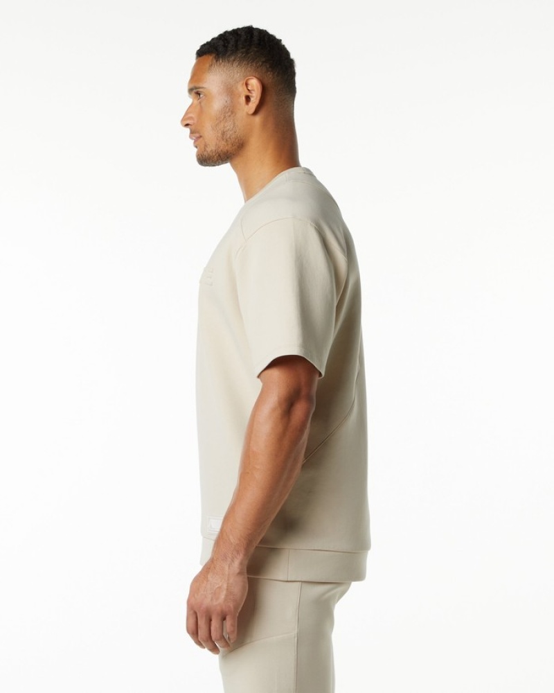 Hanorace Barbati Alphalete ELMTS Half Sleeve Pullover Galbeni Deschis | 780952-XCY