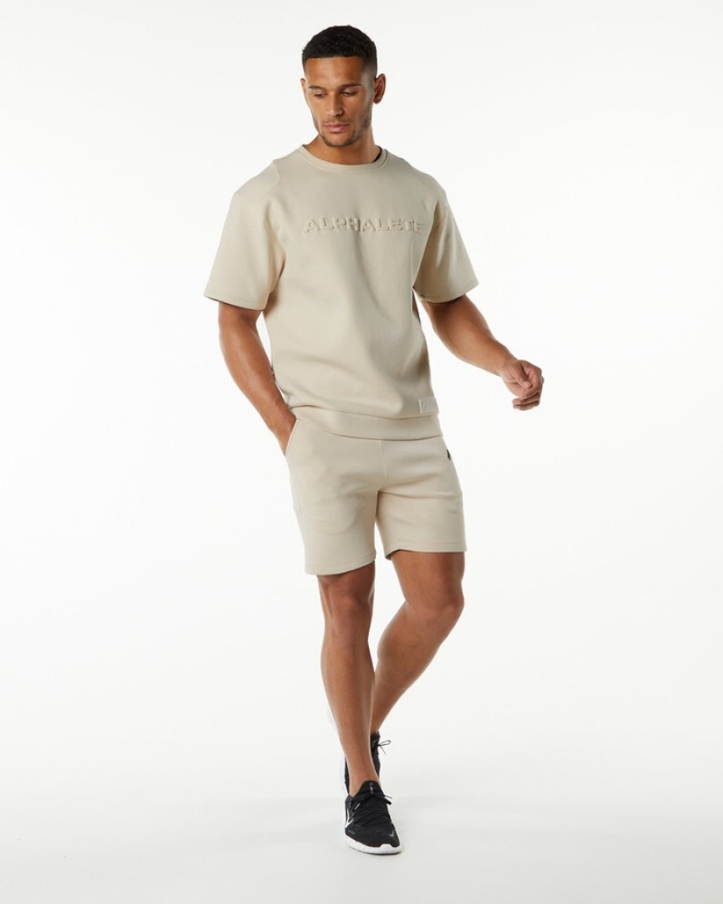 Hanorace Barbati Alphalete ELMTS Half Sleeve Pullover Galbeni Deschis | 780952-XCY