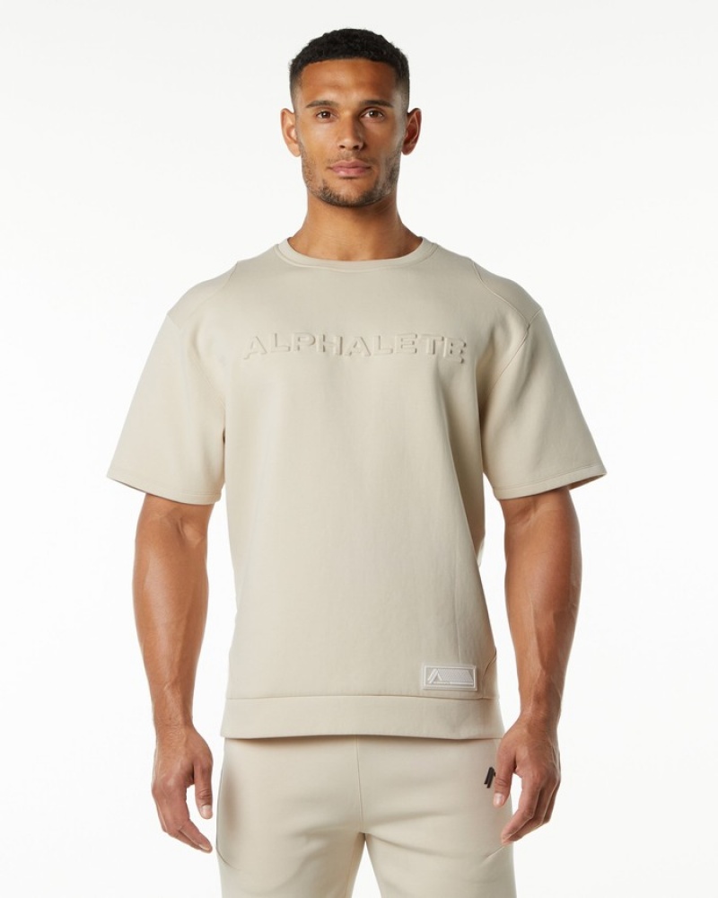 Hanorace Barbati Alphalete ELMTS Half Sleeve Pullover Galbeni Deschis | 780952-XCY