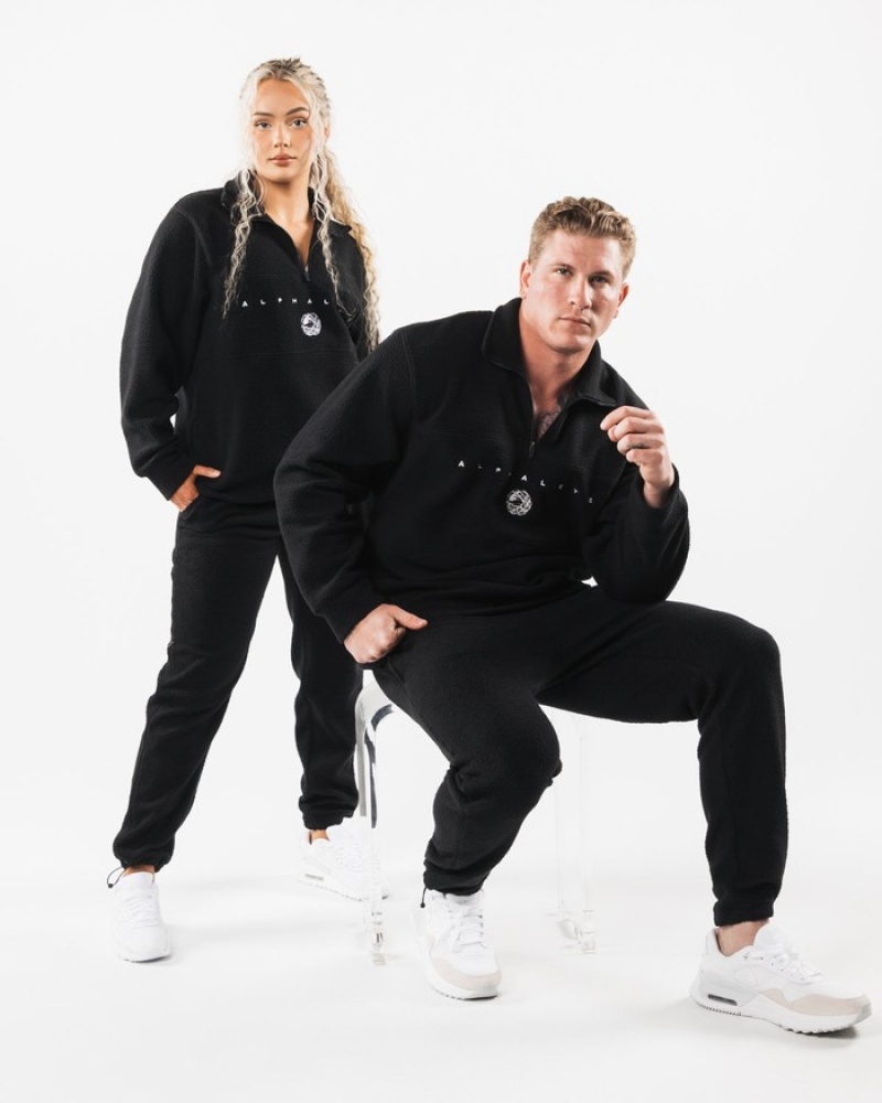 Hanorace Barbati Alphalete King Quarter Zip Negrii | 167593-DNV