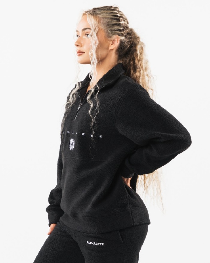 Hanorace Barbati Alphalete King Quarter Zip Negrii | 167593-DNV