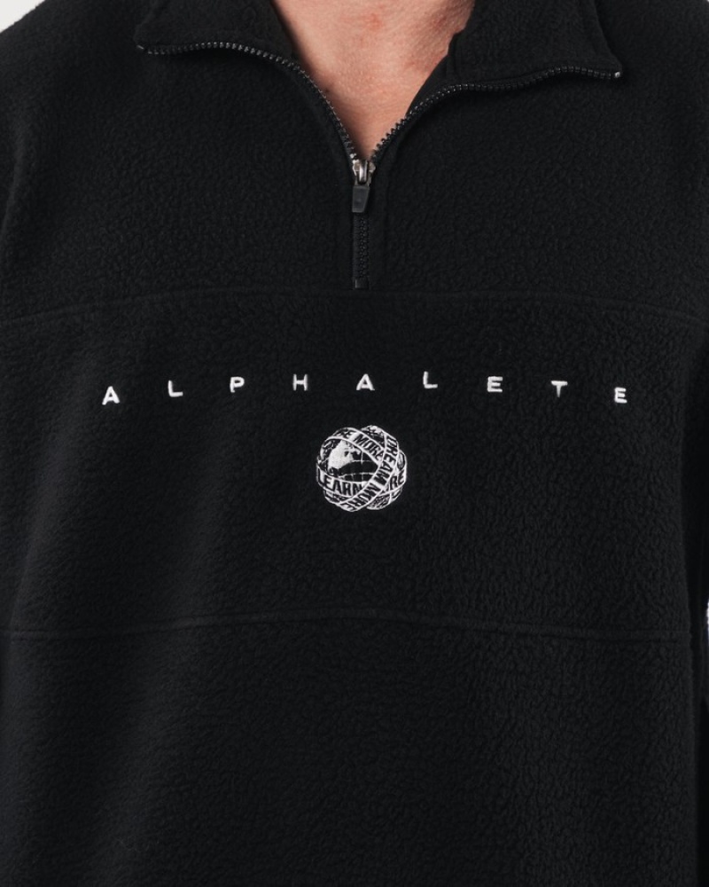 Hanorace Barbati Alphalete King Quarter Zip Negrii | 167593-DNV