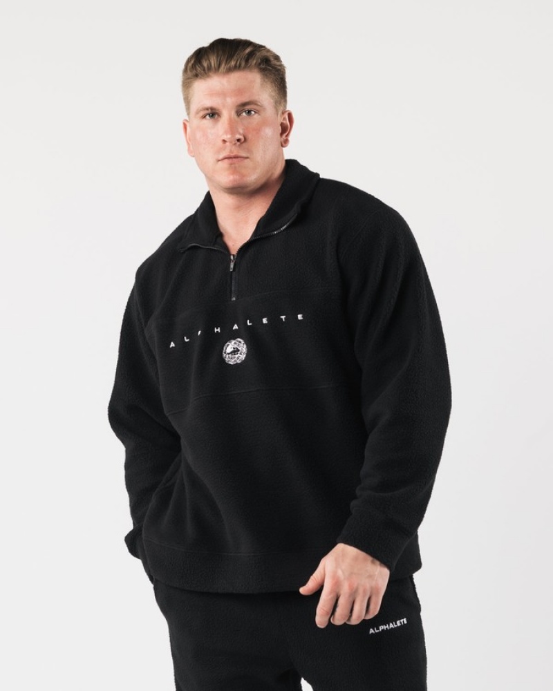 Hanorace Barbati Alphalete King Quarter Zip Negrii | 167593-DNV