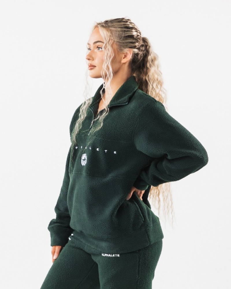 Hanorace Barbati Alphalete King Quarter Zip Verzi | 984723-SDV
