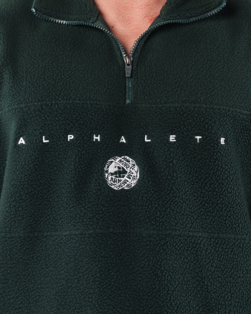 Hanorace Barbati Alphalete King Quarter Zip Verzi | 984723-SDV