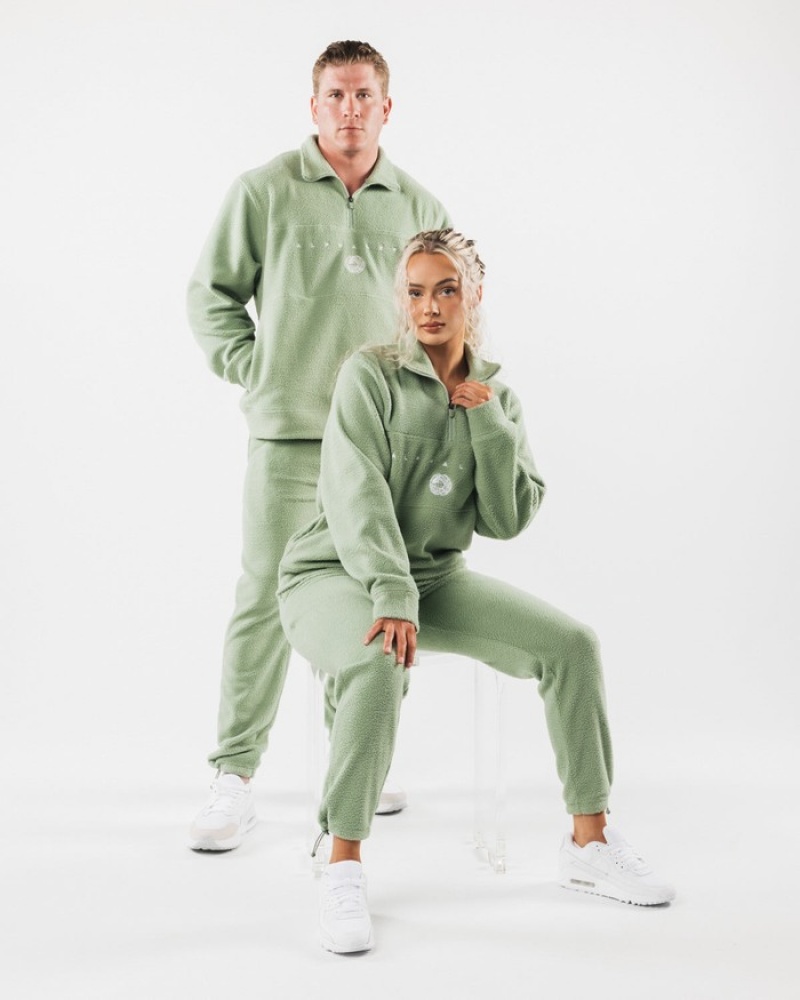 Hanorace Barbati Alphalete King Quarter Zip Masline Verzi | 267493-JAH
