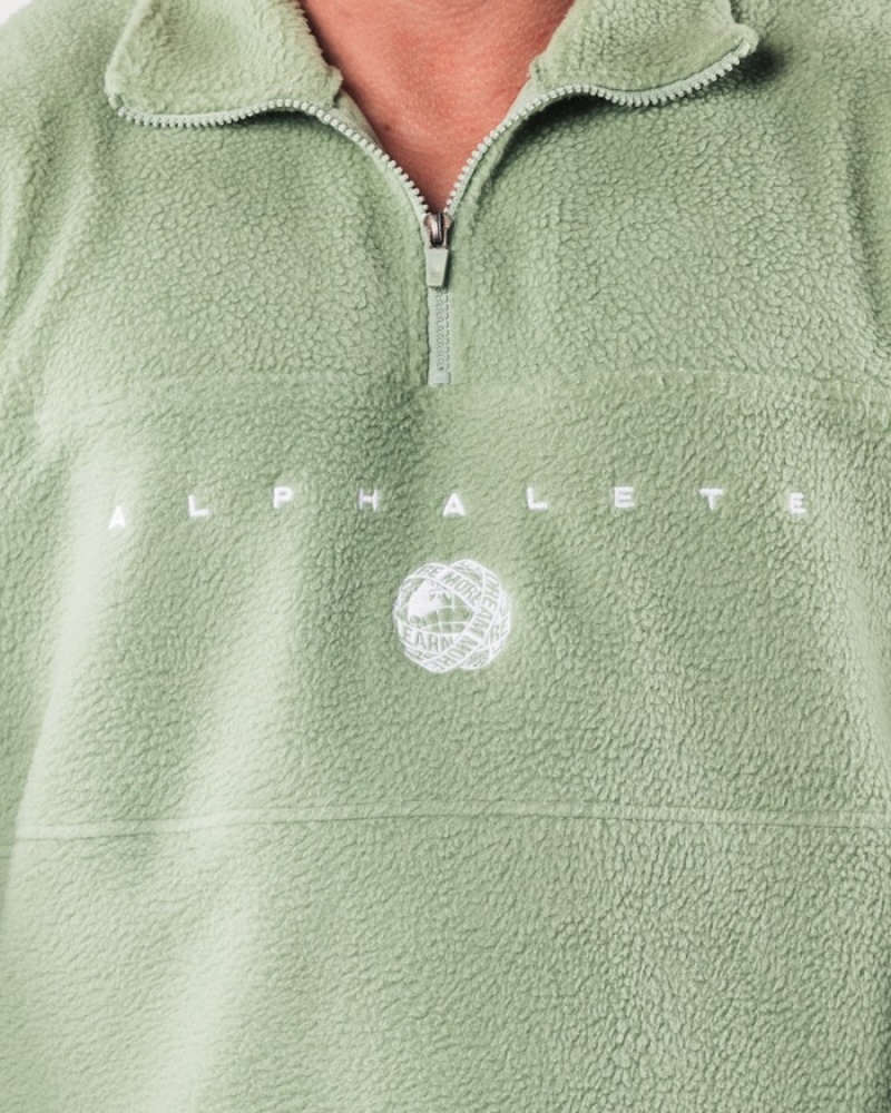 Hanorace Barbati Alphalete King Quarter Zip Masline Verzi | 267493-JAH