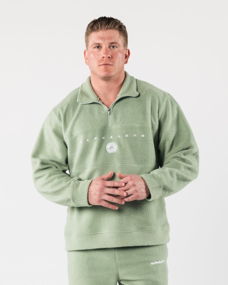 Hanorace Barbati Alphalete King Quarter Zip Masline Verzi | 267493-JAH