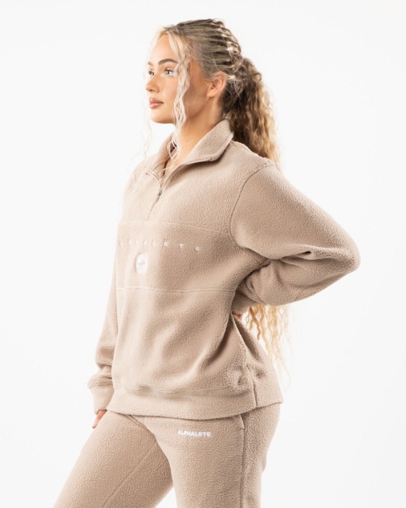 Hanorace Barbati Alphalete King Quarter Zip Bej | 627418-NWG