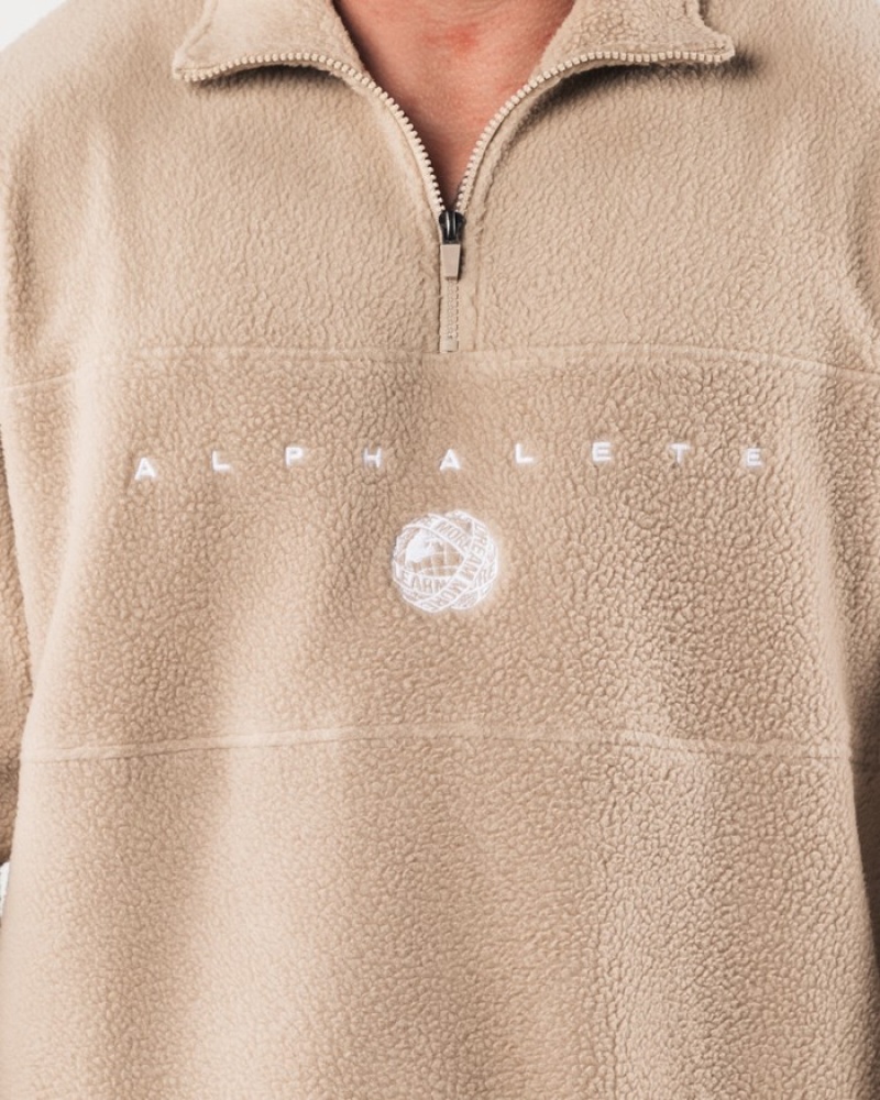 Hanorace Barbati Alphalete King Quarter Zip Bej | 627418-NWG