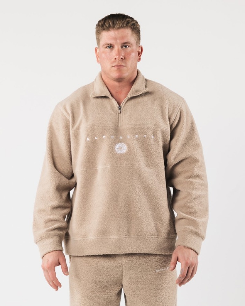 Hanorace Barbati Alphalete King Quarter Zip Bej | 627418-NWG