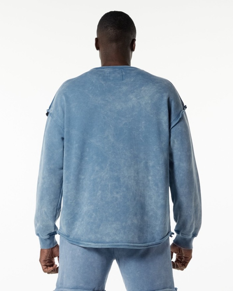 Hanorace Barbati Alphalete Very Terry Pullover Albastri | 893450-ZHN