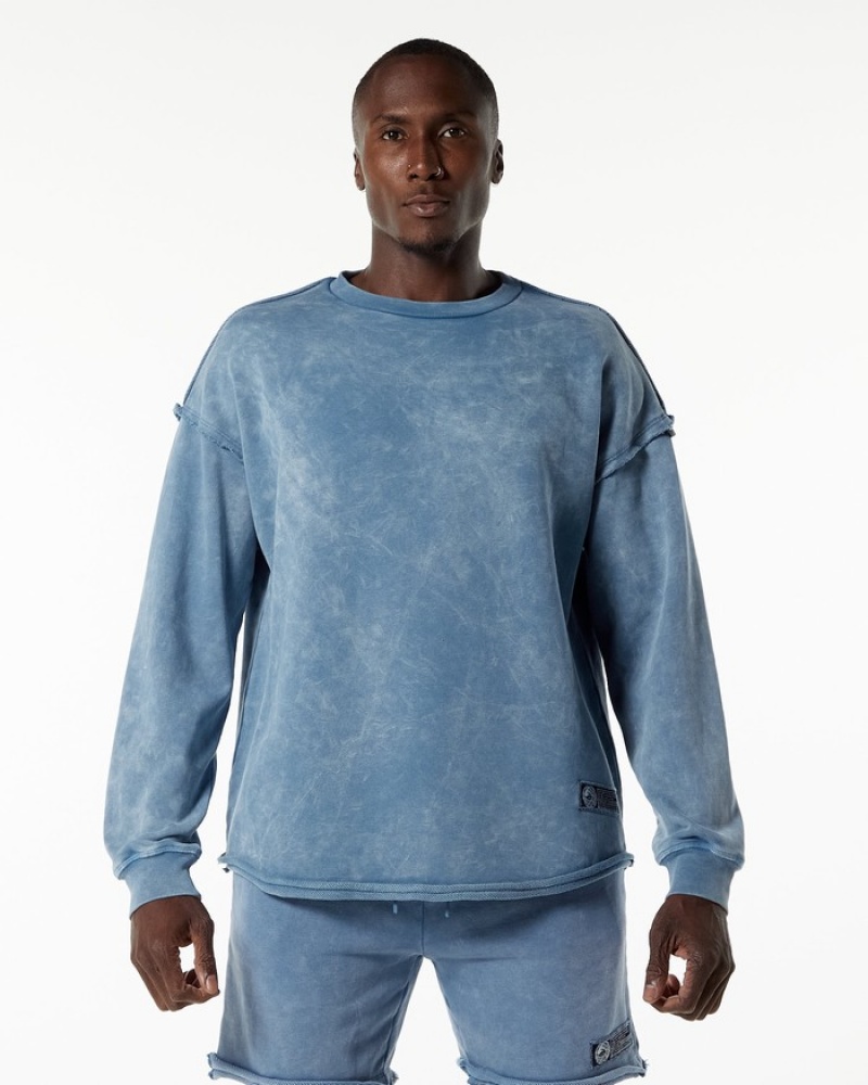 Hanorace Barbati Alphalete Very Terry Pullover Albastri | 893450-ZHN