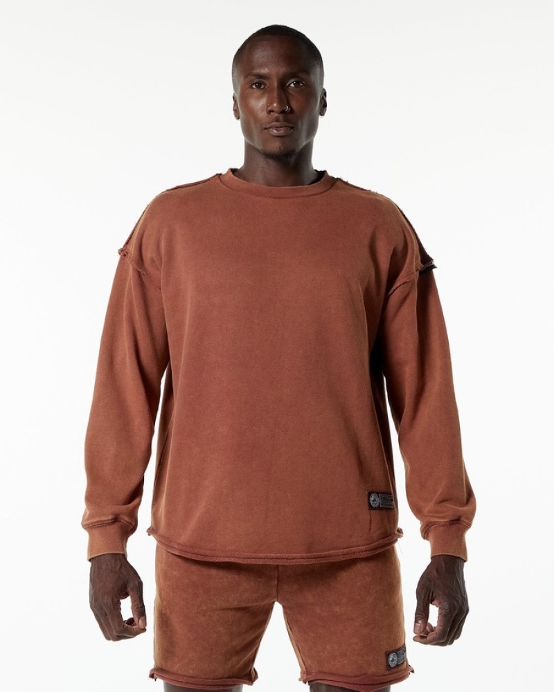 Hanorace Barbati Alphalete Very Terry Pullover Kaki | 149765-BRG