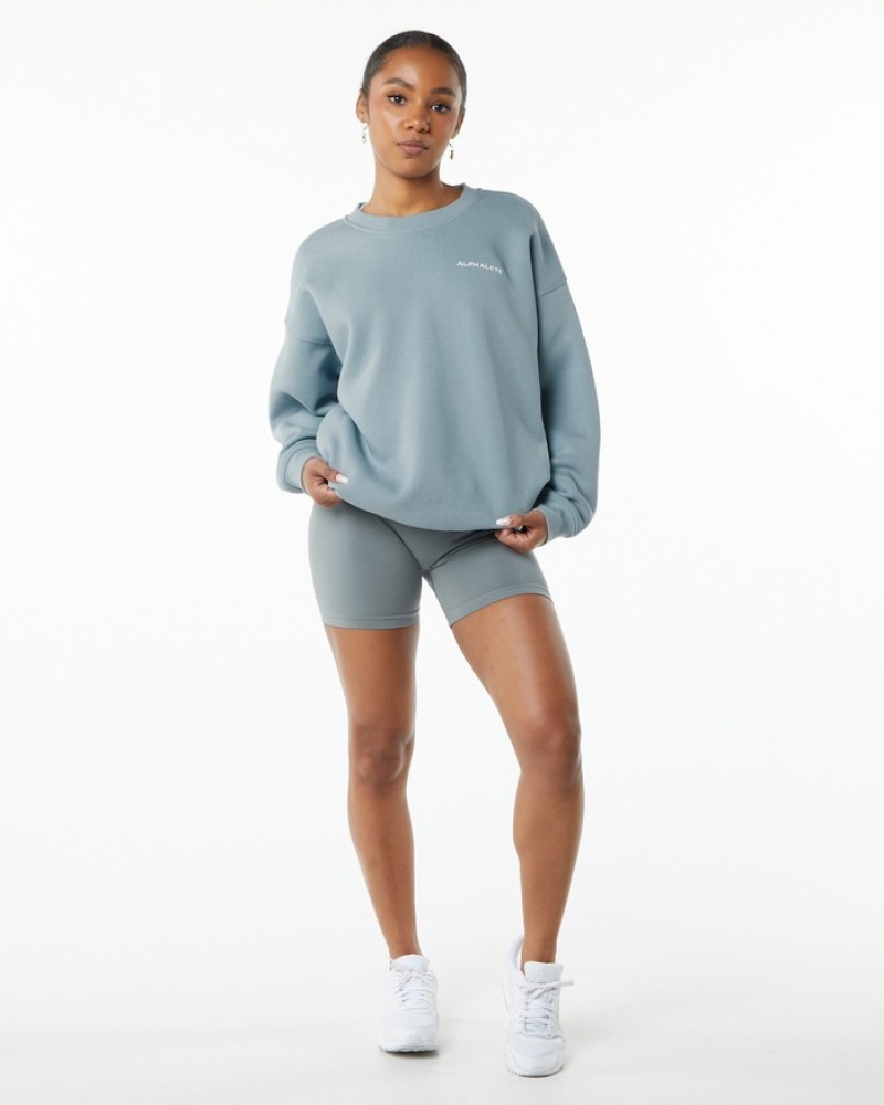 Hanorace Dama Alphalete Clasici Crew Albastri | 286914-TEK