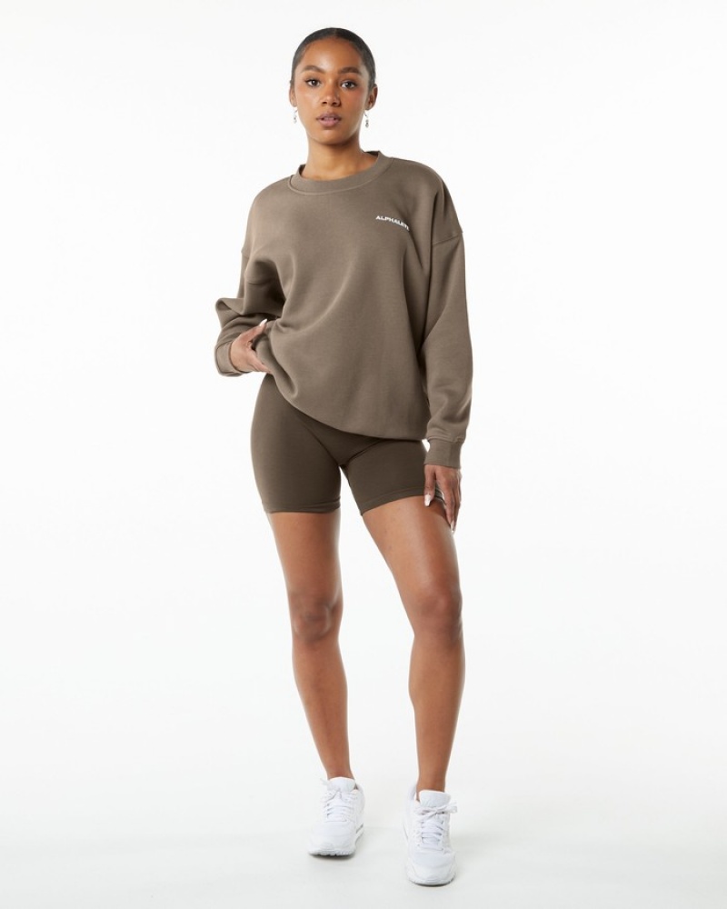 Hanorace Dama Alphalete Clasici Crew Bej | 609823-JHI