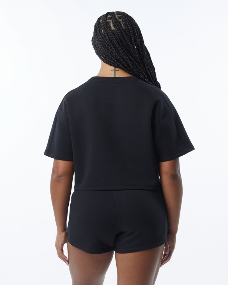 Hanorace Dama Alphalete ELMTS Half Sleeve Pullover Negrii | 204136-VJI