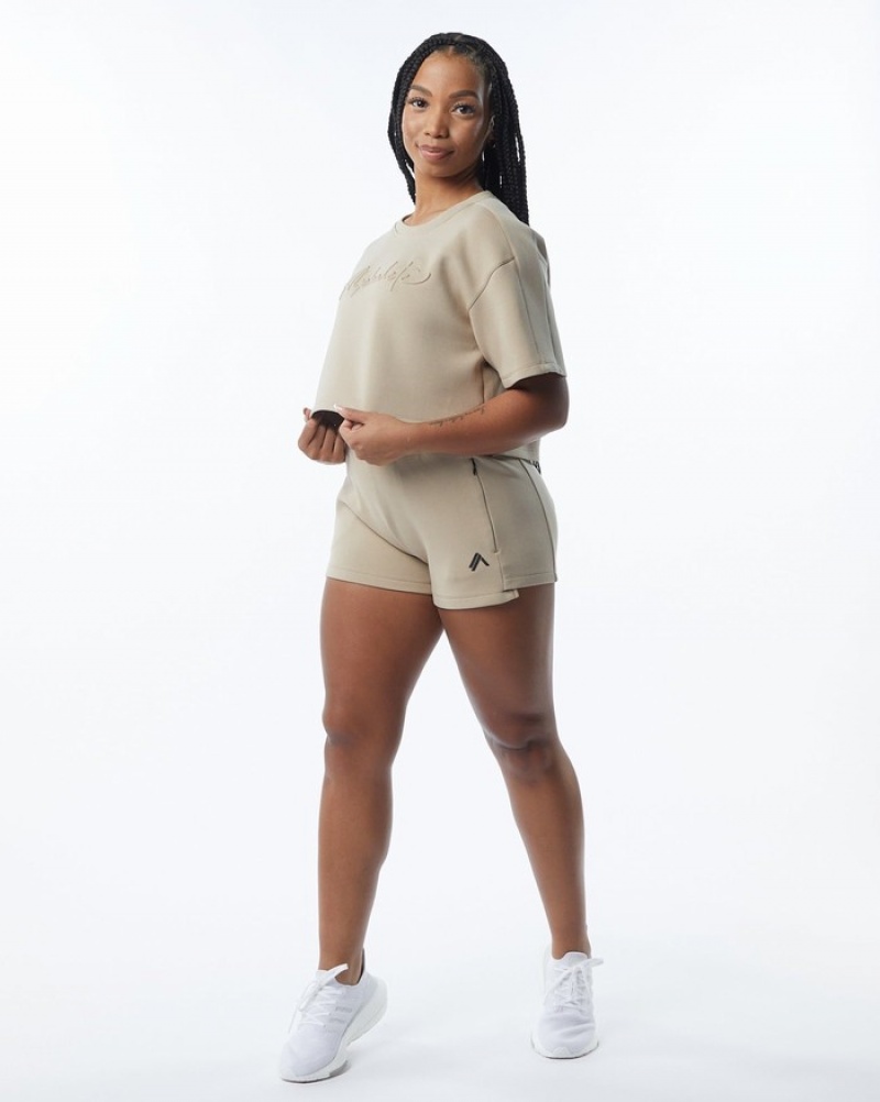Hanorace Dama Alphalete ELMTS Half Sleeve Pullover Maro | 527968-PMF