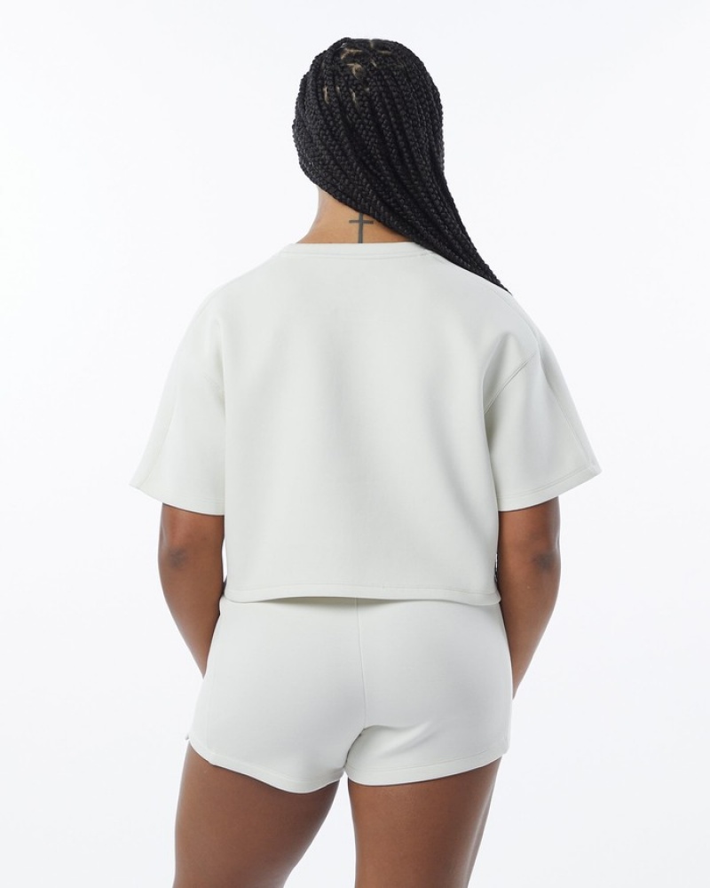 Hanorace Dama Alphalete ELMTS Half Sleeve Pullover Albi | 045218-GFE