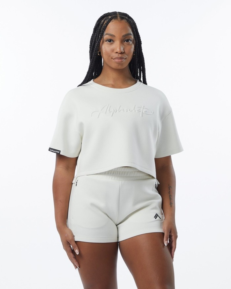 Hanorace Dama Alphalete ELMTS Half Sleeve Pullover Albi | 045218-GFE
