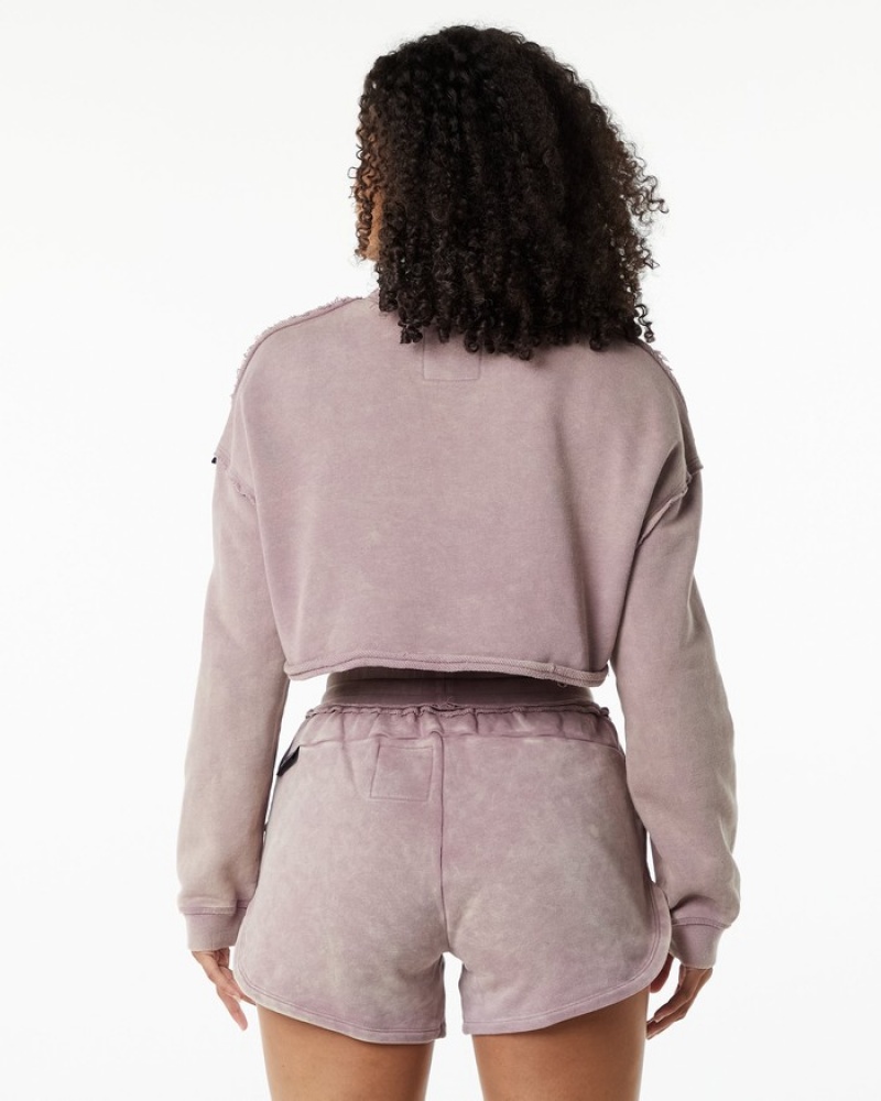 Hanorace Dama Alphalete Very Terry Crop Pullover Roz | 926871-IEH