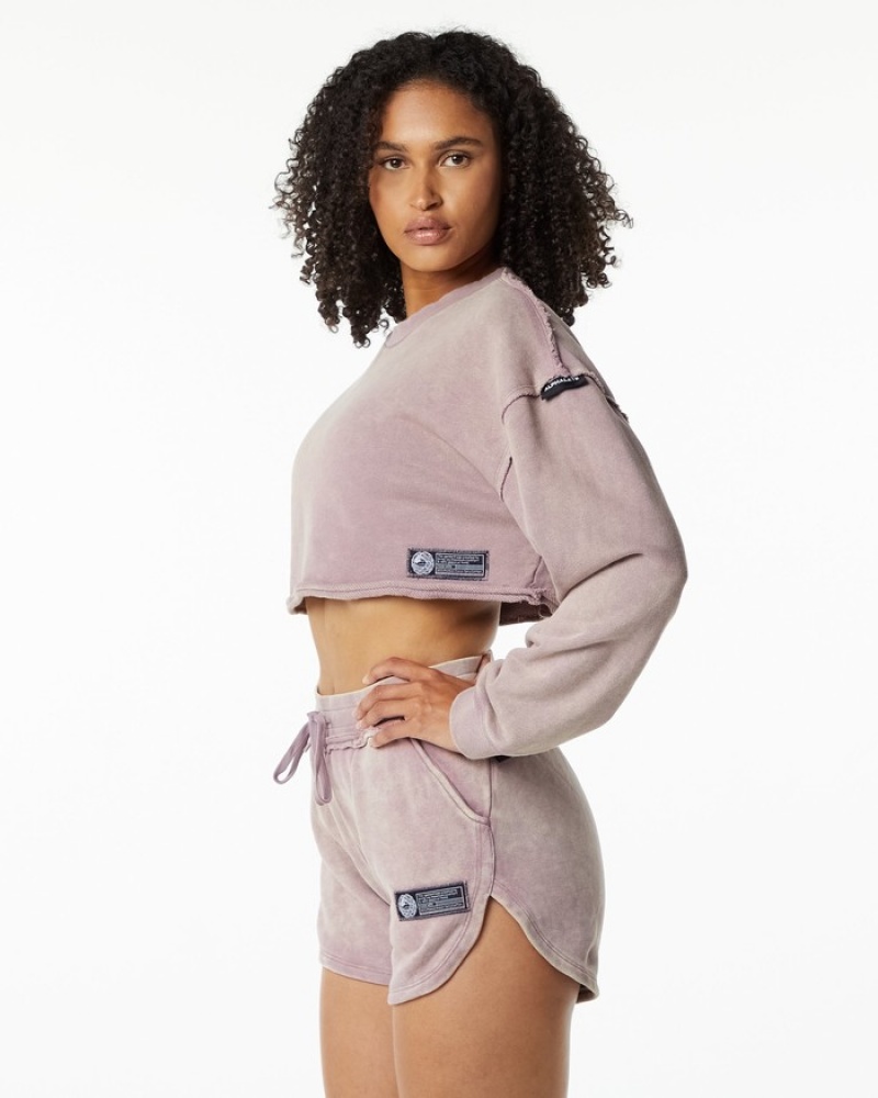 Hanorace Dama Alphalete Very Terry Crop Pullover Roz | 926871-IEH