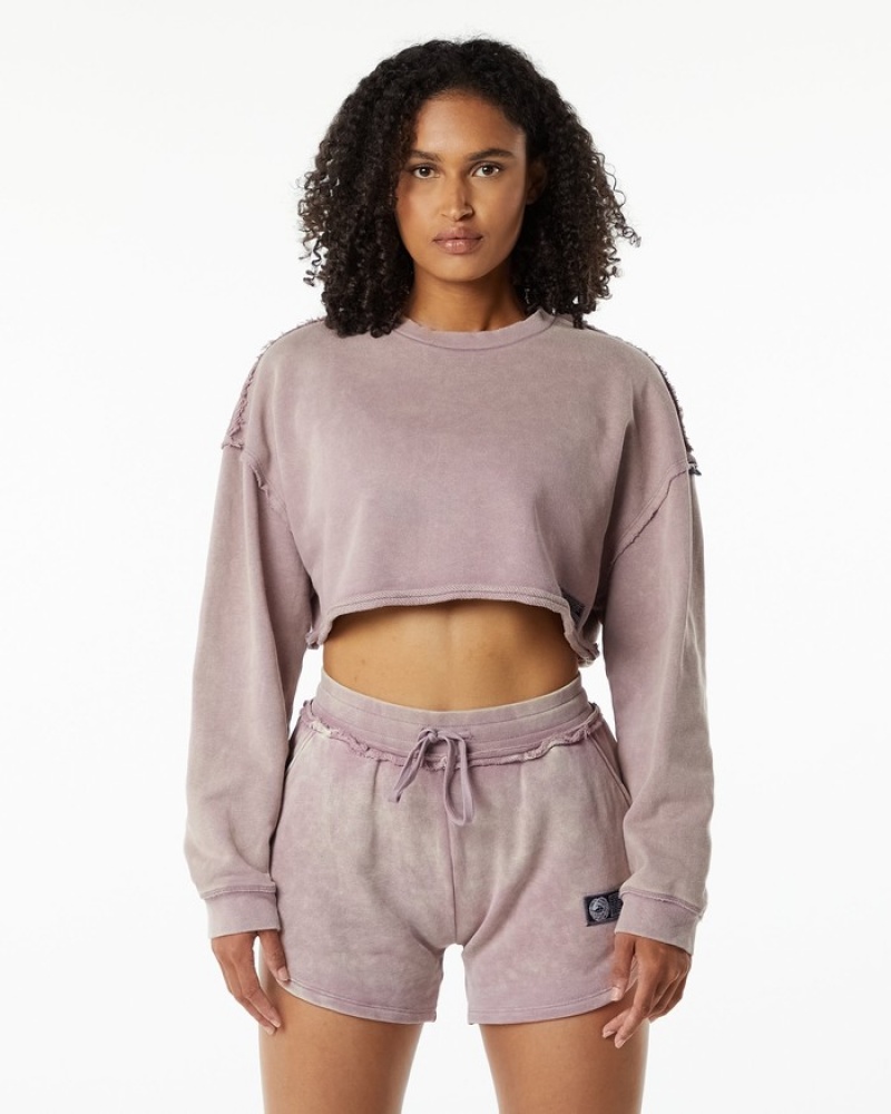 Hanorace Dama Alphalete Very Terry Crop Pullover Roz | 926871-IEH