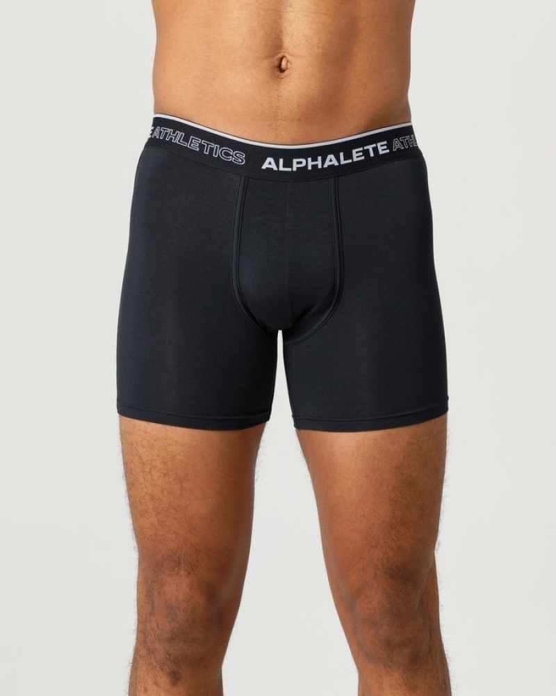 Lenjerie Barbati Alphalete Clasici Boxer 3pk Negrii | 279830-VFA