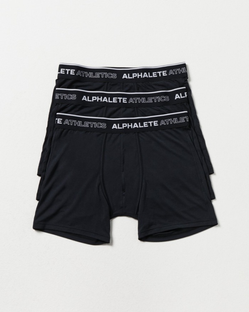 Lenjerie Barbati Alphalete Clasici Boxer 3pk Negrii | 279830-VFA