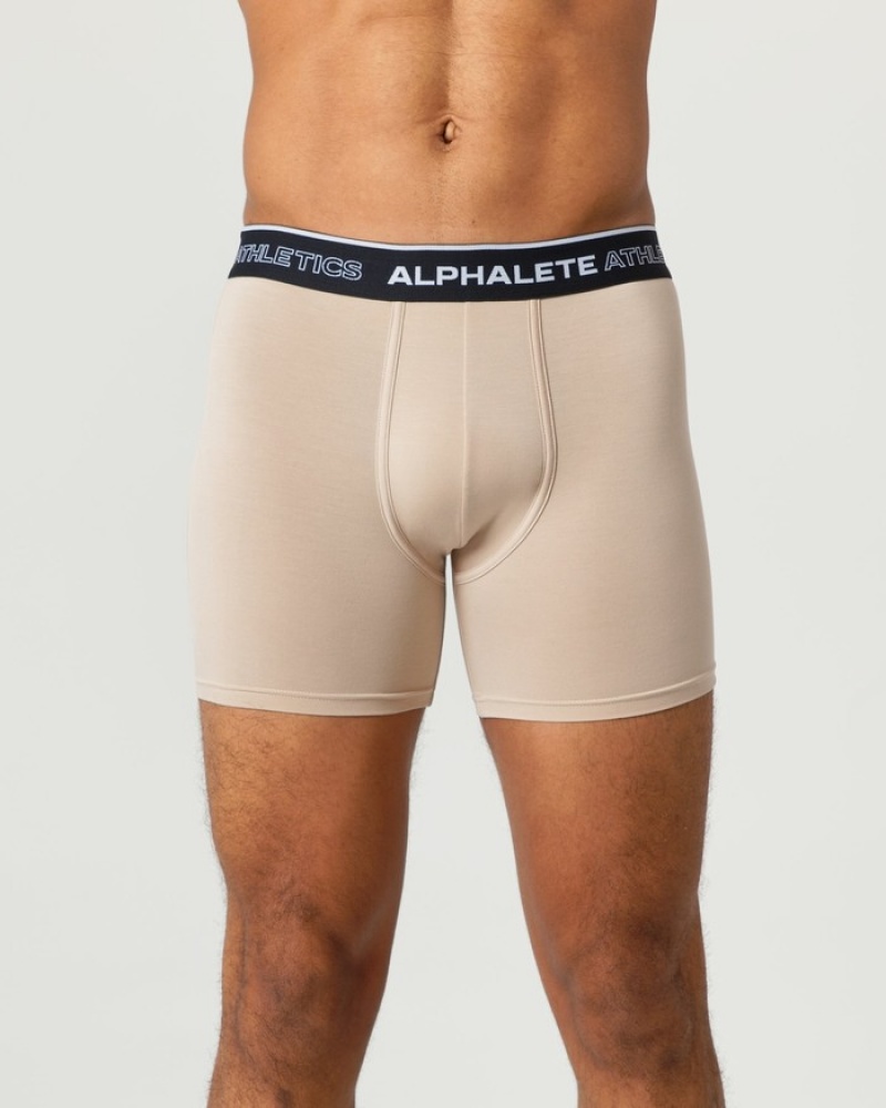 Lenjerie Barbati Alphalete Clasici Boxer 3pk Bej | 471569-TUD