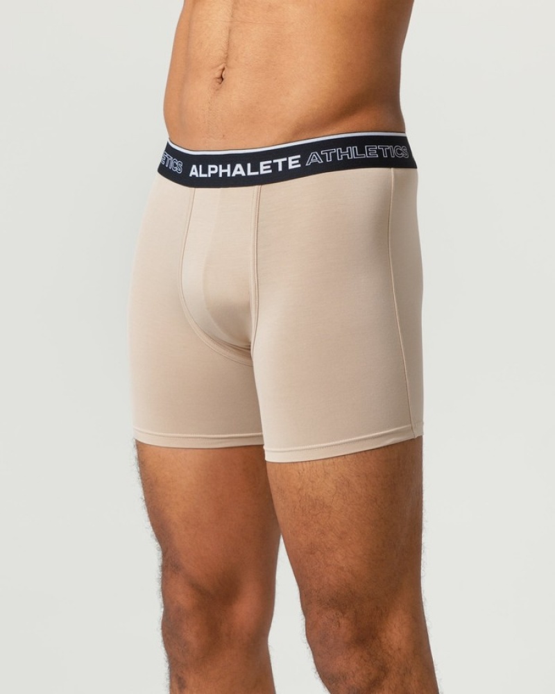 Lenjerie Barbati Alphalete Clasici Boxer 3pk Bej | 471569-TUD