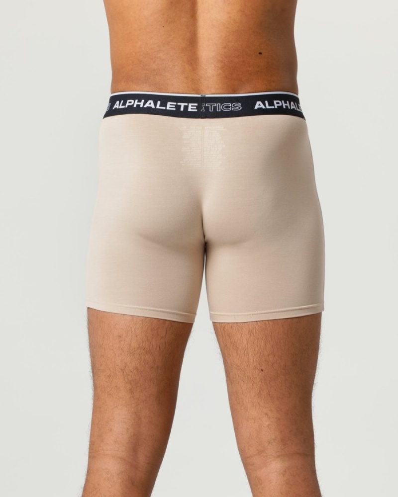 Lenjerie Barbati Alphalete Clasici Boxer 3pk Bej | 471569-TUD