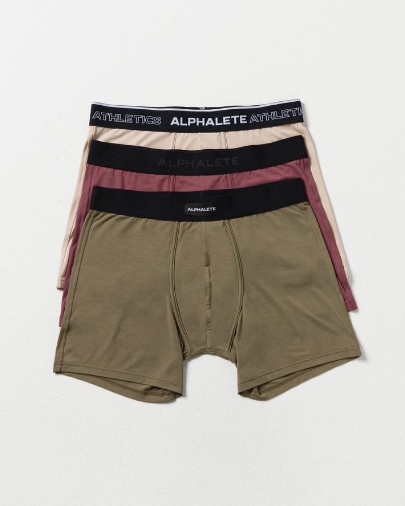 Lenjerie Barbati Alphalete Clasici Boxer 3pk Bej | 471569-TUD