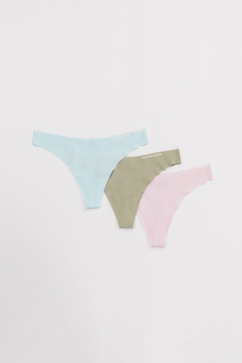 Lenjerie Dama Alphalete Seamless 3pk Albastri Verzi Roz | 761284-FUH