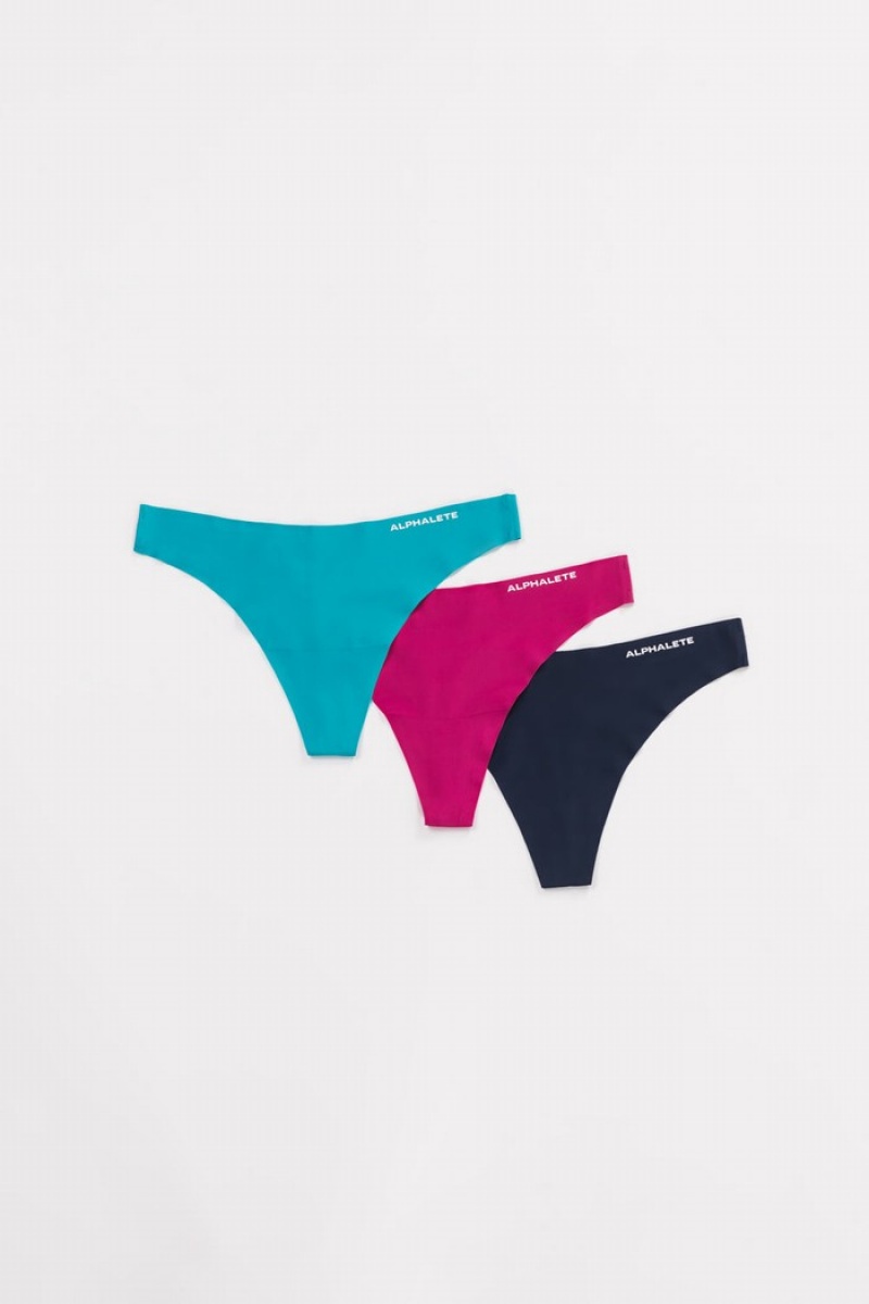 Lenjerie Dama Alphalete Seamless 3pk Turcoaz Fucsie | 325648-IHJ