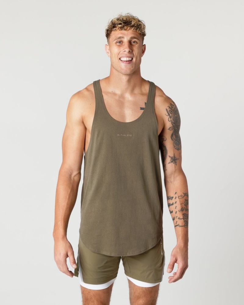 Maiouri Barbati Alphalete Heavy Bumbac Core Stringer Masline Verzi | 539701-YER