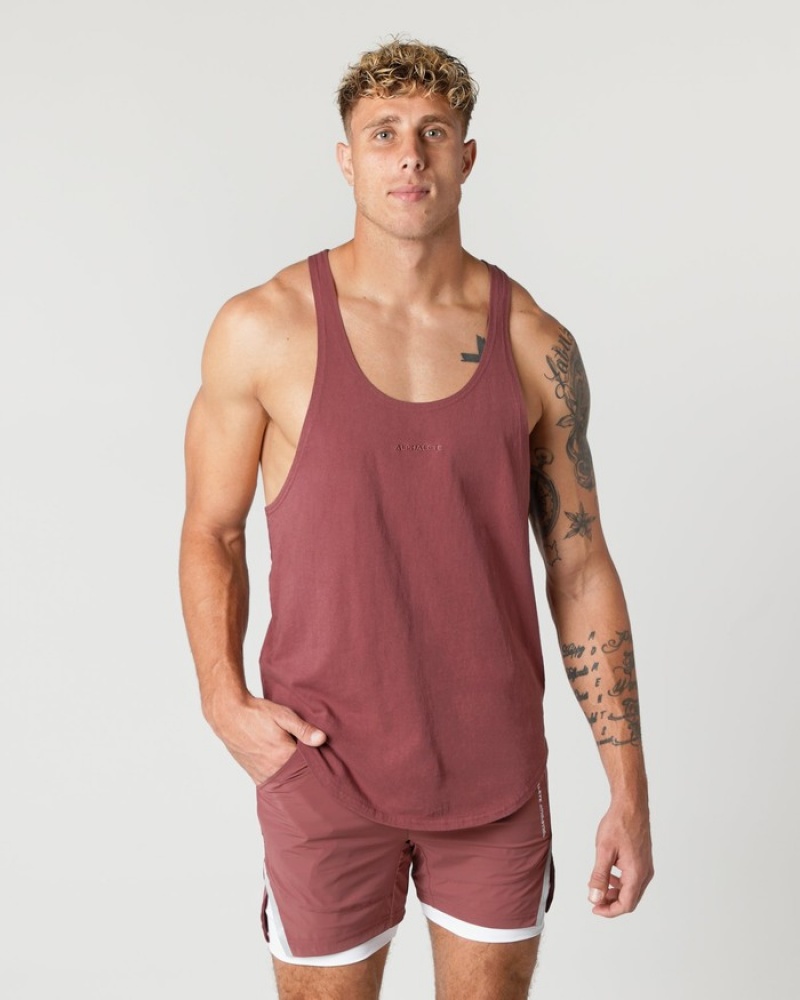 Maiouri Barbati Alphalete Heavy Bumbac Core Stringer Rosii | 508934-EBH