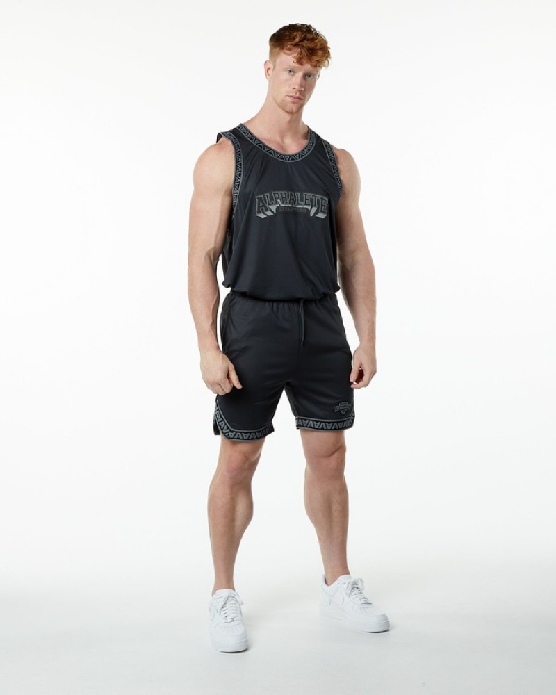 Maiouri Barbati Alphalete Varsity Basketball Jersey Negrii | 578632-AHR