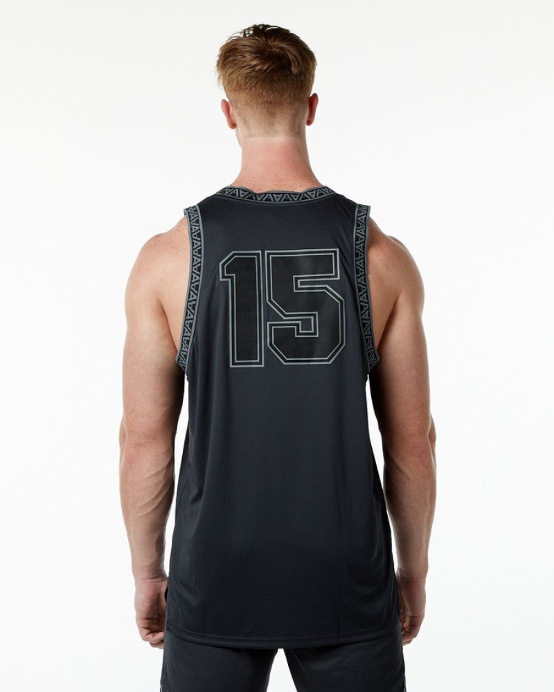 Maiouri Barbati Alphalete Varsity Basketball Jersey Negrii | 578632-AHR