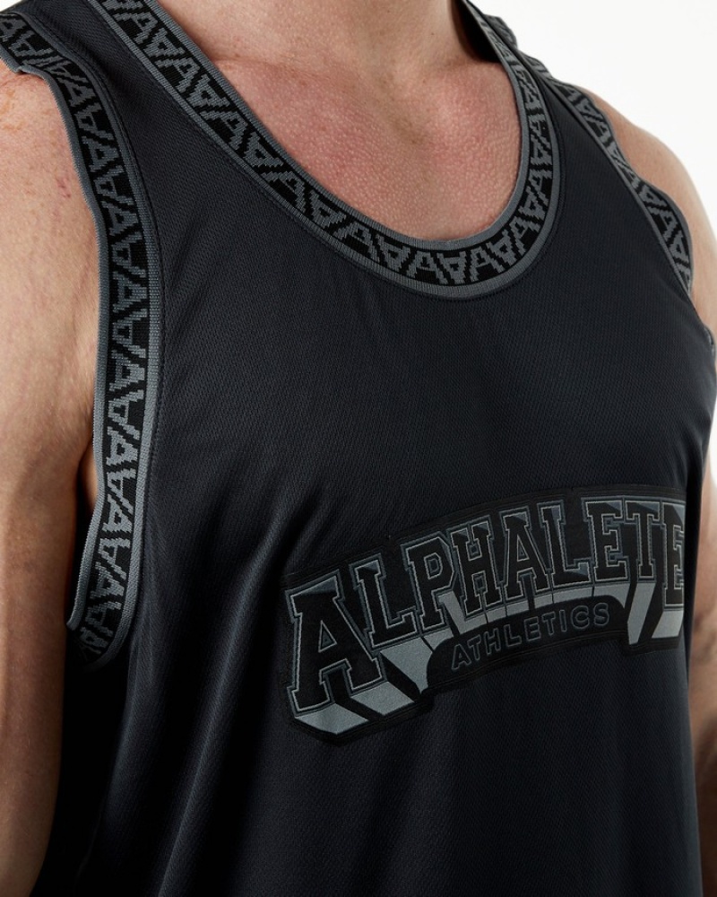 Maiouri Barbati Alphalete Varsity Basketball Jersey Negrii | 578632-AHR