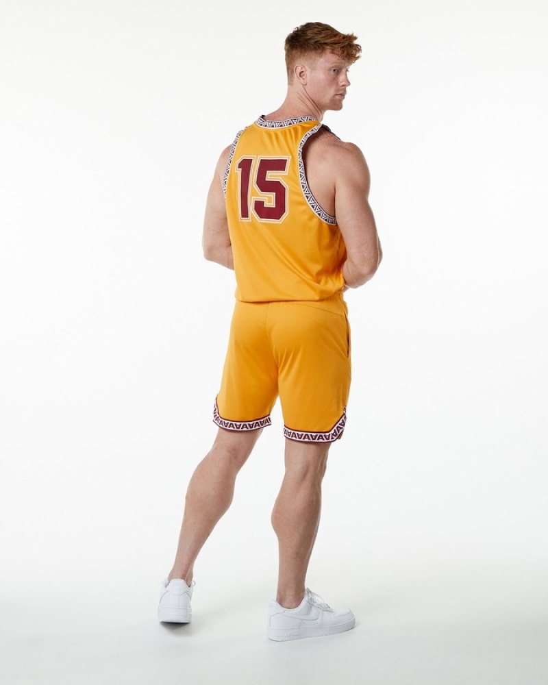 Maiouri Barbati Alphalete Varsity Basketball Jersey Galbeni | 901653-XPS