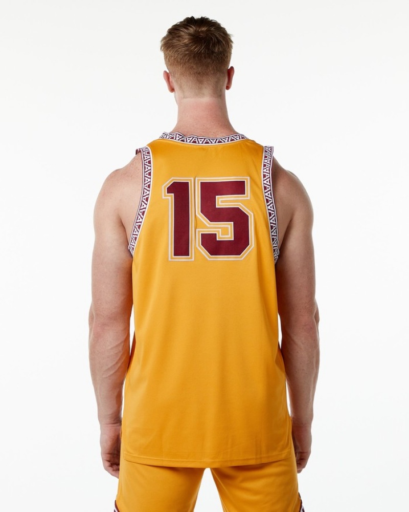 Maiouri Barbati Alphalete Varsity Basketball Jersey Galbeni | 901653-XPS