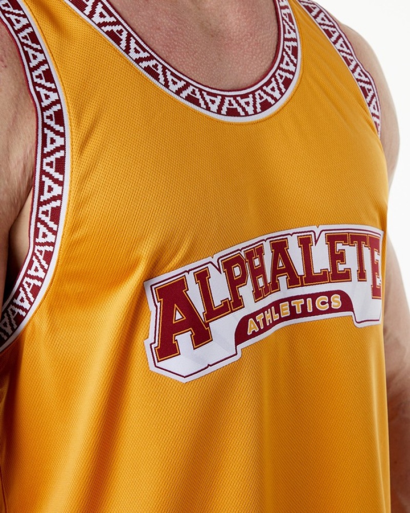 Maiouri Barbati Alphalete Varsity Basketball Jersey Galbeni | 901653-XPS
