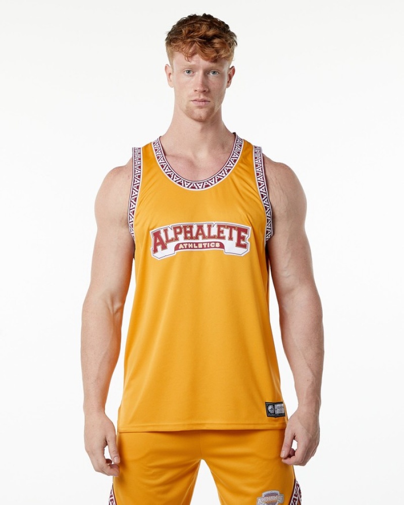 Maiouri Barbati Alphalete Varsity Basketball Jersey Galbeni | 901653-XPS