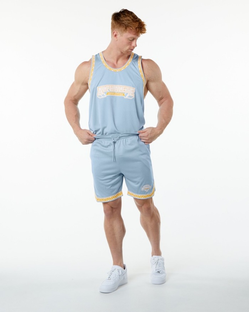 Maiouri Barbati Alphalete Varsity Basketball Jersey Albastri Deschis | 849351-DRM